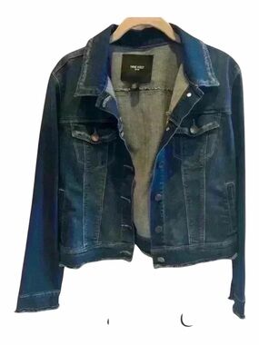 Nine West Jeans Denim Trucker Jacket Womens Small Dark Wash Stretch Jean Jacket